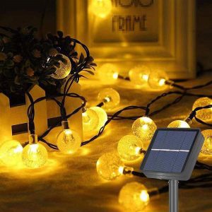 100 LED Solar Powered Crystal Ball Lights – 8 Modes, Warm White