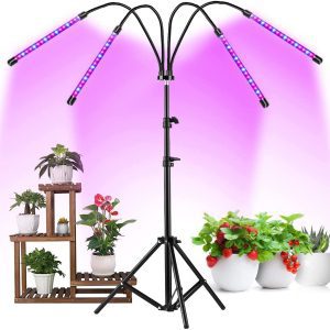 LED Grow Lights 4 Heads with Tripod Stand – 192 LEDs
