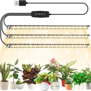 Emitever Full Spectrum LED Grow Light for Indoor Plants - 108 LEDs, Auto Timer, 10 Brightness Levels, 3 Bars